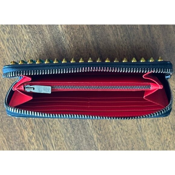 Christian Louboutin | Calf Leather Multi Rainbow Metal Spikes Panettone Wallet - Picture 8 of 16